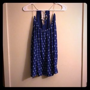 Blue and white detailed tank top